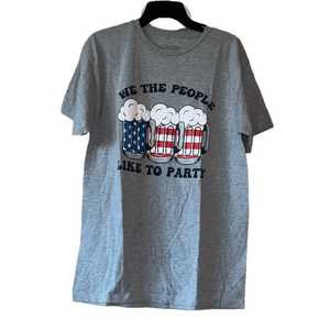 canyon creek men’s Gray Graphic Tee with Patriotic Beer Mugs